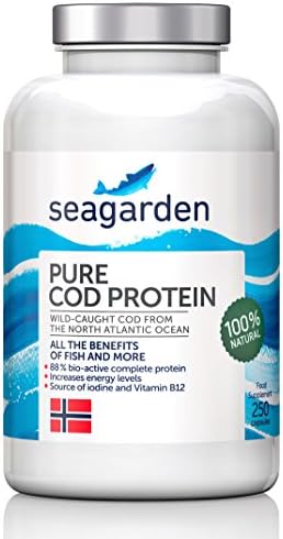 Norwegian Energy Boosting Supplement I 100% Natural Complete Protein from Wild-Caught cod I Omega-3 I Vitamin B12 I Iodine I 250 Capsules