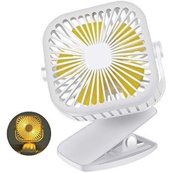 USB Clip Desk Personal Fan with Night Light, Table Fans,Clip on Fan,2 in 1 Applications, Speed Portable Cooling Fan USB Powered for Travel