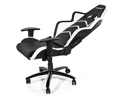 OpenWheeler AKRacing Racing Style Desk Office Gaming Chair with High Backrest, Recliner, Swivel, Tilt, Rocker and Seat Height Adjustment Mechanisms. PU Leather (Black and White) - Thumbnail 3