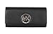 Michael Kors Fulton Pebbled Leather Flap Continental Wallet (Black with Silver Hardware)