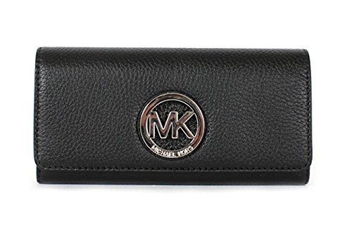 Michael kors fulton pebbled leather flap continental wallet sv/bl…