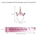 Rhoark Unicorn Headband and Satin Birthday Girl Sash Set (Gold/Pink)