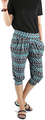 LA12ST Women's Super Soft Printed Harem Capris Pants One Size