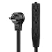 SIMBR Extension Cord Flat Plug Angled with Triple Outlets, Indoor Outdoor Extension Cord Heavy Duty, 16AWG SJTW, 3 prong, Black (10 FT)