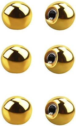 Body Piercing Jewelry Pack of Six-20g 3mm Gold Color Steel Replacement Balls-External Thread Spare Balls for 20 gauge Barbells