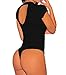 Shawhuwa Womens Sexy Key Hole Bodycon Party Club Bodysuit Tops S Black