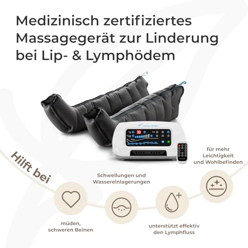 Venen Engel® 8 Premium Massage Device with Leg Cuffs, 8 Deactivate Air Chambers, Pressure and Time Easily Adjustable, 6 Massage Programmes