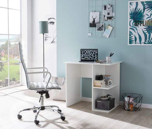 Wohnling Computertisch WL5.757 Weià Schreibtisch 82 x 60 x 76 cm, Kleiner Laptop PC Tisch Büro ohne Rollen, Bürotisch mit Ablage, Arbeitstisch Klein Nähtisch Kurz Modern – Bild 4