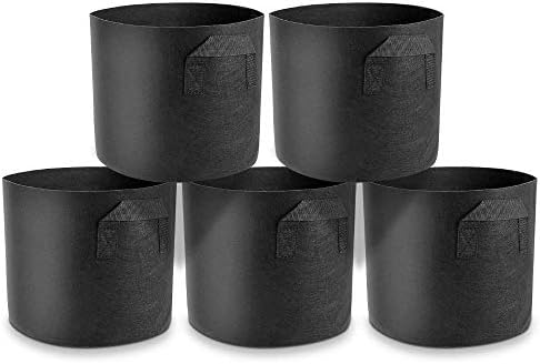 PALADY Grow Bags, 5-Pack 3 Gallon Plantmate Flower Plant Hydroponic Fabric Pot Container with Handles for Nursery Garden and Planting Grow Eco-Friendly Planter Bag