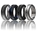 ROQ Silicone Wedding Ring for Men, Set of 4 Elegant, Affordable Silicone Rubber Wedding Bands, Brushed Top Beveled Edges -Black, Grey, Black-Blue Camo, Beveled Metallic Platinum - Size 13