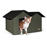 K&H Pet Products Outdoor Kitty House Extra-Wide (unheated) Olive/Black 26.5" x 15.5" x 21.5"