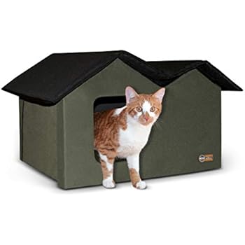 K&H Pet Products Outdoor Kitty House Extra-Wide (unheated) Olive/Black 26.5