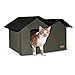 K&H Pet Products Outdoor Kitty House Extra-Wide (unheated) Olive/Black 26.5" x 15.5" x 21.5" primary