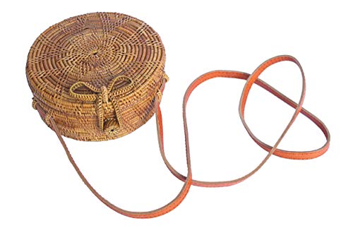 Circle Basket Bali Bag; Canteen style Woven Summer Basket Bag