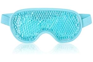 NEWGO Cooling Gel Eye Mask for Puffiness, Tired Eyes, Migraines, Stress, Itchy Eyes, Lid Surgery, Relief - Blue Sleeping Mask