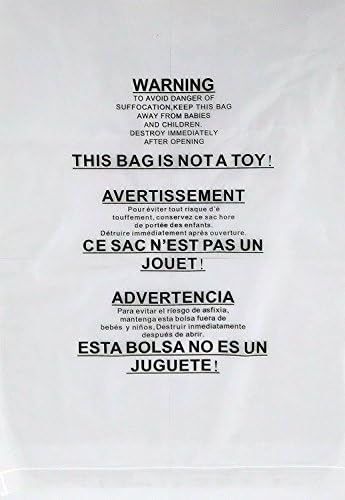 Poly Bags with Suffocation Warning - 6x9 9x12 12x15 15x18 Clear FBA 1.5 mil Easy Peel &amp; Self Stick Polybags - 4 Sizes 100 Count Each