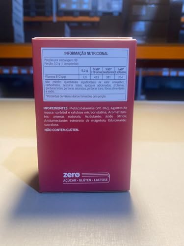Vitamina B12 Comprimidos Mastigáveis (60 comp), Único, MaxiNutri