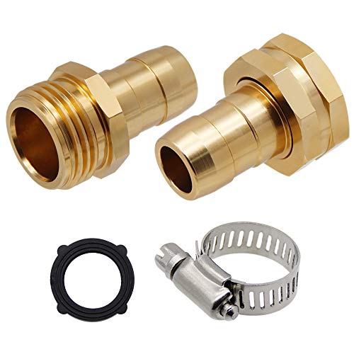 Lifynste Garden Hose Repair Connector with Clamps, Male and Female Garden Hose Fitting, 2 Set