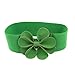 Green Faux Leather Flower 7.5cm Wide Elastic Cinch Belt for Woman