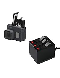 Cargador con batería de triple ranura de 3 canales y cable de carga USB tipo C compatible para GoPro Hero (2018), GoPro Hero 7, 6, Hero 6 negro, Hero 5, Hero 5 negro