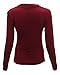 ZANZEA Sexy Low Cut Deep V Neck Shirt Ruched Wrap Tops Fitted Cleavage Blouses Long Sleeve for Women Wine Red US 14