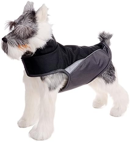 FOREYY Dog Jacket with Waterproof Outer Layer and Warm Fleece Inner Layer - Reflective Dog Pet Winter Coat Vest Apparel for Small Medium and Large Dogs(Black,S)