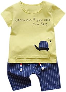 Hot Sale ! Boy's Clothes,Kstare Baby Boy Letter Printed T Shirt Tops+ Striped Shorts Outfits (6M-12M, Yellow)
