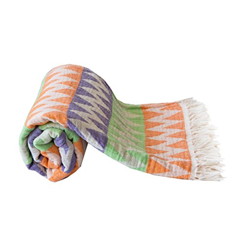Mebien Gypsy Design 100% cotton natural pestamal bath pools spas beaches gyms saunas yoga towel multi purpose throw to your couch sofa bed picnic for baby women man (Orange Purple Yellow)