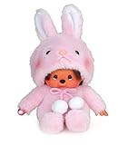 Sekiguchi Monchhichi Animal Dress Series Rabbit Costume Plush, Pink