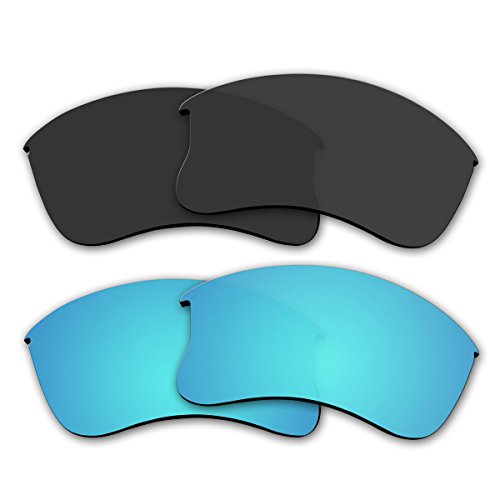 2 Pair Replacement Polarized Black and Ice Blue Lenses for Oakley Flak Jacket XLJ