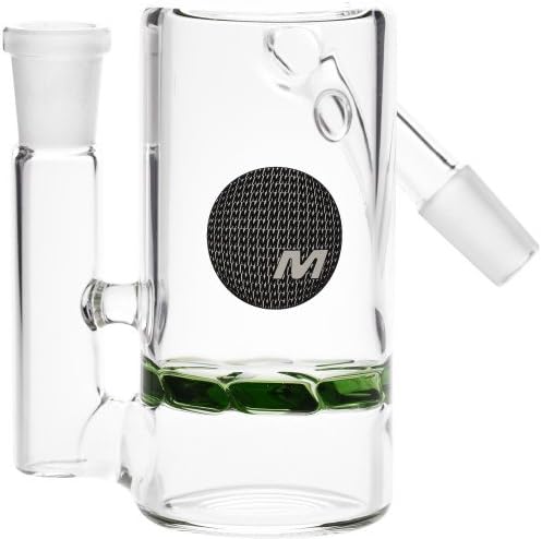 SCIENTIFIC LAB EQUIPMENT 12-1543, MAV GLASS ASH HOLDER TURBINE DISK PERC 45 ANGLED JOINT GREEN MALE 14MM