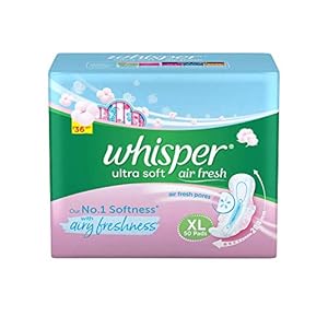 Whisper Ultra Soft Sanitary Pads For Women, X-Large Pack of 50 Napkins
