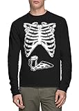 HAASE UNLIMITED Long Sleeve Men's Ribcage with Pizza and Beer Halloween Shirt