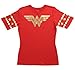 Wonder Woman Gold Foil Striped Sleeves Red Juniors T-shirt Tee