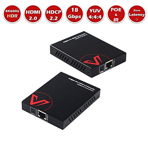 AV Access HDMI 2.0 Extender, 4K60Hz YUV4:4:4 18Gbps Over Single Cat5e/6a/7/UTP, HDCP2.2, HDR10,IR Control, Bi-Directional PoE, Dolby Atmos & DTS:X, 164ft 1080P, 115ft 4K, HDMI Balun - Thumbnail 7