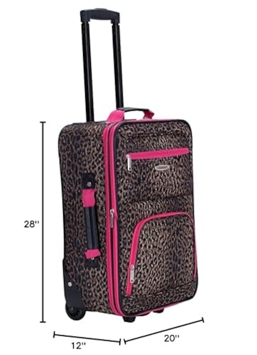 Rockland Jungle Softside Upright Luggage, Pink Leopard, 4-Piece Set  (14/29/24/28)