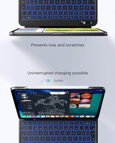 Inateck NeoMagic Magnetic Keyboard Case for iPad Air 11 inch M4 2026/M3/M2, Air 5/4 Gen 10.9 Inch, Pro 11" 4/3/2/1 Gen, Large Multi-Touch Trackpad, LED Power Display, 7 Color Backlit, with Pen Holder