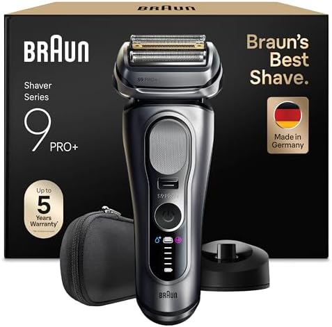 Barbear Elétrico Masculino Série 9 PRO+, Barbear Seco e Molhado com Tecnologia 5+1, Sem Fios, 60 Min De Uso, Base de Carregamento, 9617si, Prata