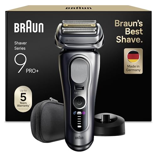 Series 9 PRO+ Rasierer Herren Elektrisch, 5+1 Ultradünne Klingen, Elektrorasierer, Rasierapparat mit 60 min Akku, Ladeständer, Nass- und Trockenrasierer, Made in Germany, 9617si, Silber