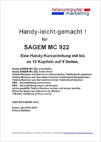 Sagem Mc 922 Leicht Gemacht Handy Leicht Gemacht Fur Sagem Mc 922 Amazon De Rehbein Hans Bucher