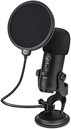 Compact pop filter for microphones with EJT display.