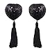 Sequin Pasties For Womens Lingerie Breast Petal Pasty Adhesive Reusable with Tassel