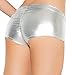 Sexy Women's Lam Ruched Back Booty Shorts Rave Boyshort Clubwear (S, Silver)