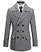 Beninos Mens Wool Slim Fit Double Breasted Half Trench Coat (0051, Grey, M)