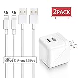 iPhone Charger, Dual Port Wall Charger Travel Adapter with 2Pack iPhone Cable Charging Cord Compatible with iPhone XS MAX XR X 8 8Plus 7 7Plus SE 6sPlus 6s 6 5s, iPad iPod Nano