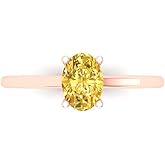 Clara Pucci 14K Solid Rose Gold 1 ctw Citrine Solitaire Ring for Women | Anniversary, Birthday Gift | 7x5mm Oval Cut