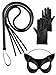Cat Whip Costume Set, Include Black Whip, Cat Ear Mask and Faux Leatuer Glove for Halloween Women Whip Suit Cat Games Role Playing
