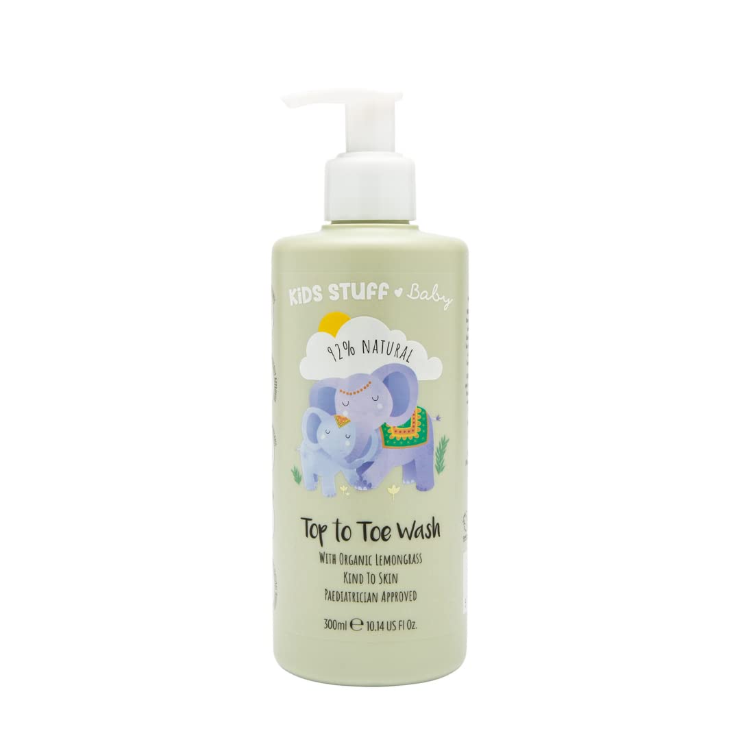 Kids Stuff Baby | Top to Toe Wash 300ml | Natural Ingredients | Organic Lemongrass Oil | Dermatologically & Paediatrician Approved | Kind to Sensitive Skin | Vegan | Cruelty-Free