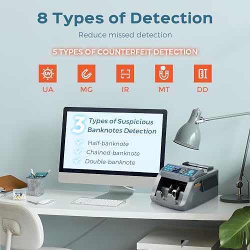 Bonvoisin Professional Banknote Counter, Value Count for Mixed Denominations in Euro, Money Counter Machine with False Detection UV/MG/IR/MT/DD, Banknote Counter 1000 Banknotes/Min (EU)