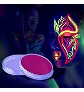 MEICOLY Neon Face Paint,Glow in The Dark Body Paint,Fluorescent Water Activated Eyeliner,Purple F...
